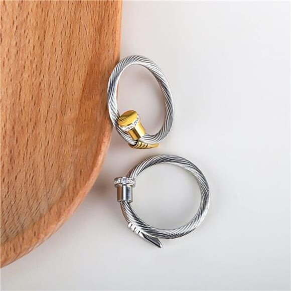 ✨ Cable Pearl Cuff Ring | Adjustable Fit 70–90mm | Modern & Elegant - Picture 2 of 3